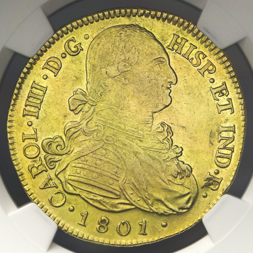 COLOMBIA コロンビア 8Escudos 1801JF NGC-AU Details“Surface Hairlines“ 洗浄 EF