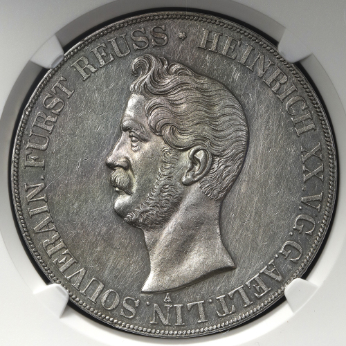 GERMANY Reuss-Obergreiz ロイス・オーベ儿グライツ 2Taler 1844A NGC-UNC Details“Excessive Surface Hairlines“ 洗浄 AU