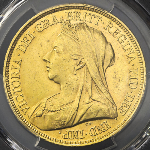 GREAT BRITAIN Victoria ヴィクトリア 5Pounds1893 PCGS-AU58 EF+
