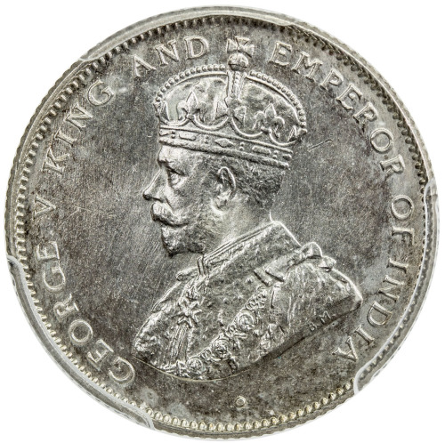 World Coins - Asia & Middle-East，CEYLON: George V, 1910-1936, AR 50 cents, 1913, PCGS graded Specime