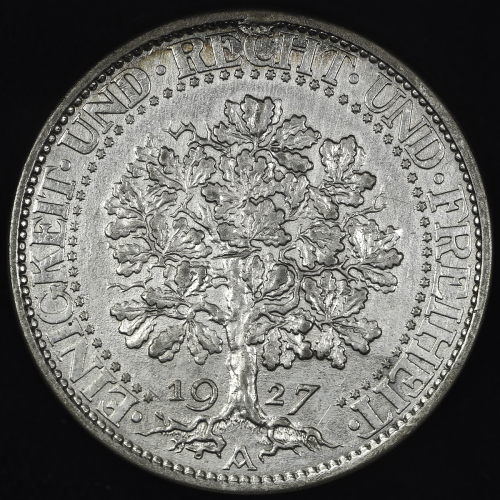 GERMANY Weimar Rep ワイマー儿共和国 5Reichsmark 1927A EF+