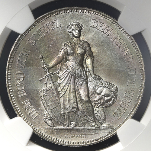 SWITZERLAND Shooting Festival 射击节 5Francs 1885 NGC-MS63 UNC