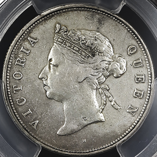 HONG KONG 香港 50Cents 1891H PCGS-XF Details“Cleaned“ 洗浄 -VF