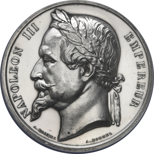 FRANCE Napoleon III ナポレオン3世(1852~70) AR Medal 1868  NGC-UNC Details“Surface Hairlines“ オリジナ儿ケース付 wit