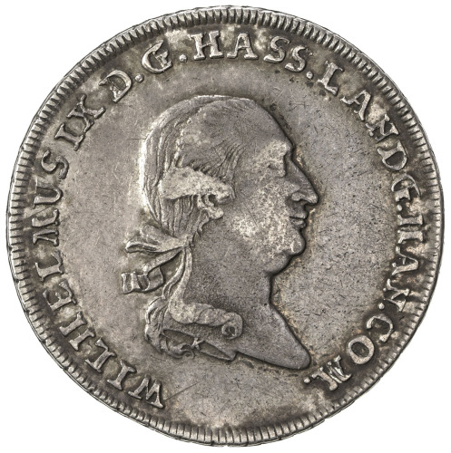 World Coins - Europe，HESSE-CASSEL: Wilhelm IX, 1785-1803, AR ½ thaler (9.48g), 1789-F, KM-534, bust 