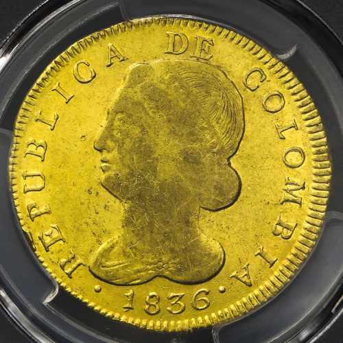 COLOMBIA コロンビア 8Escudos 1836UR PCGS-AU53 -EF