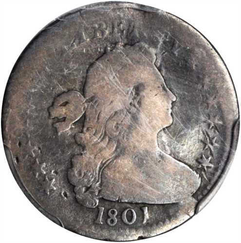 1801 Draped Bust Half Dime. LM-2. Rarity-4. VG Details--Bent (PCGS).