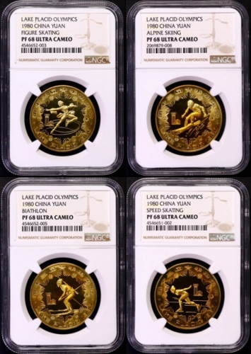  1980年中国奥林匹克委员会纪念铜币一组4枚 NGC PF 68