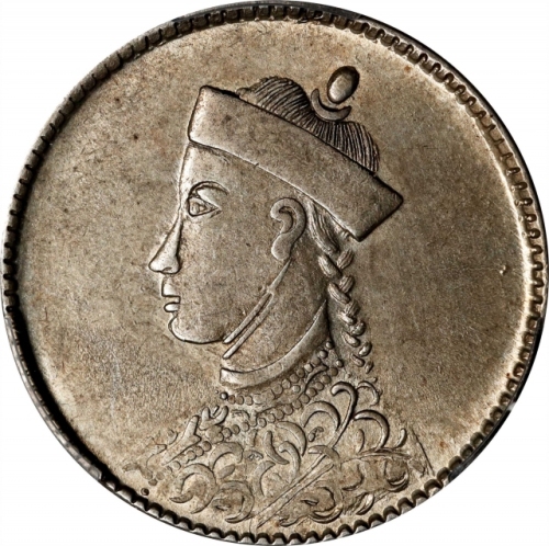  四川省造光绪帝像1/2卢比 PCGS AU 50  CHINA. Szechuan-Tibet. 1/2 Rupee, ND (1904-12). Chengdu Mint. PCGS AU-50.
