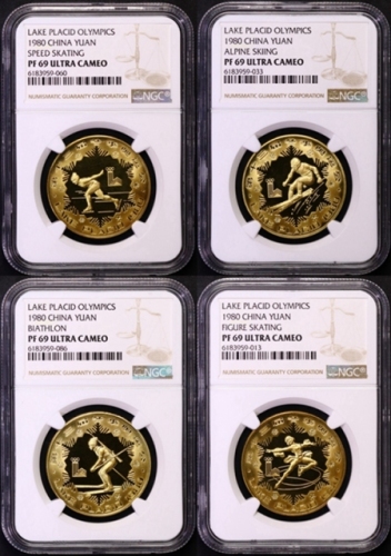  1980年第十三届冬奥会纪念铜币一组4枚 NGC PF 69