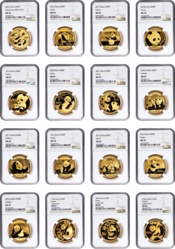  1982-2022年熊猫纪念金币1盎司一组 均NGC及PCGS评级 Gold Pandas (41 Pieces)