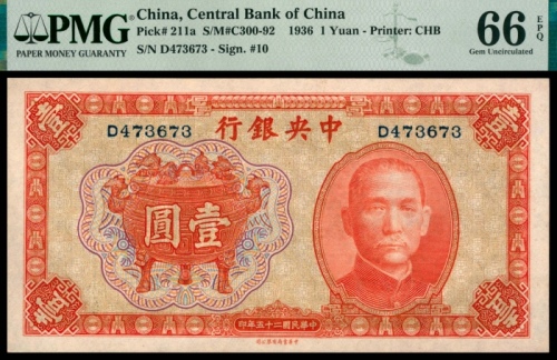  民国二十五年（1936年），中央银行壹圆两枚