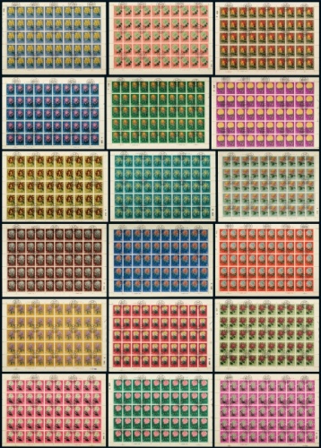  ○ 特44菊花邮票五十枚全张盖销十八全