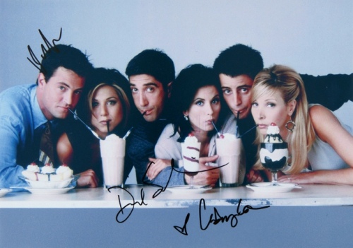  《老友记》主演大卫·修蒙、马特·勒布朗、丽莎·库卓 亲笔签名照片