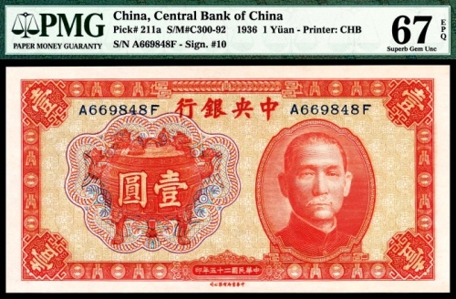  民国二十五年（1936年），中央银行壹圆