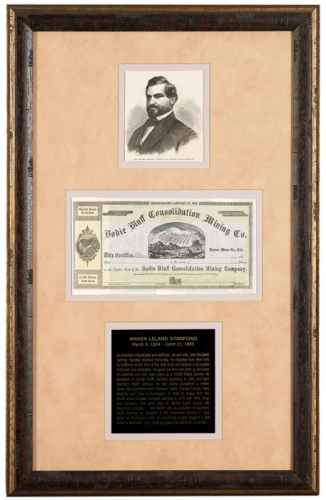  利兰·斯坦福 亲笔签名股票