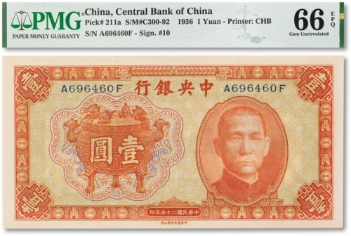  民国二十五年（1936年）中央银行中华书局版“宝鼎”壹圆一枚