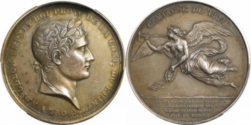 1809年拿破仑一世战领维也纳和平女神大型样章。PCGS SP63