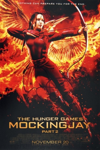  美国女演员詹妮弗·劳伦斯 亲笔签名《饥饿游戏》海报