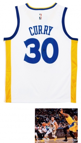  NBA球星库里 亲笔签名照片及签名球衣