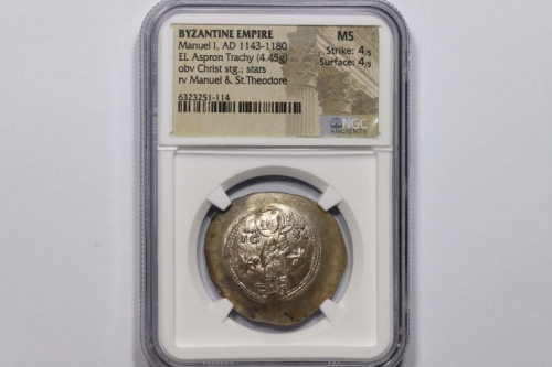  拜占庭帝国曼努埃尔一世金币一枚 NGC MS 6323251-114 重4.45g 