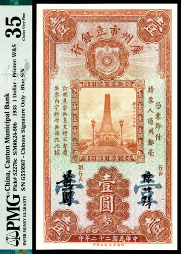  民国二十二年（1933年），广东省立银行壹圆