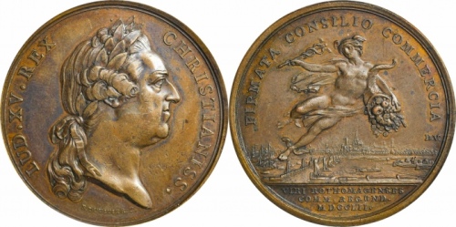 1752年路易十六铜章。PCGS AU55