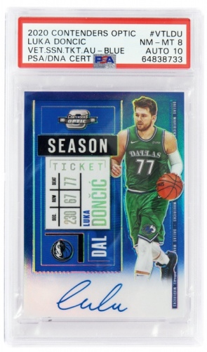  202-21赛季 Panini 球票Optic系列 东契奇签名球星卡 限量20张 PSA评级8/10