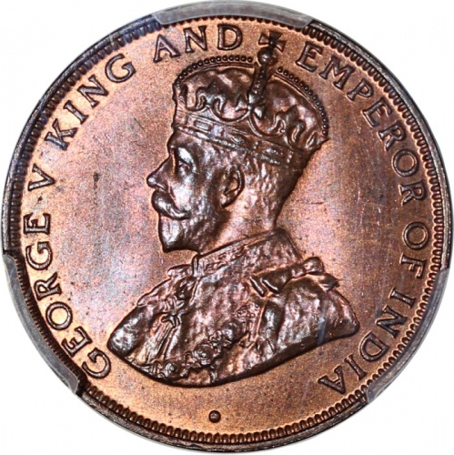  1934年香港一仙，PCGS MS65RB，#38604661