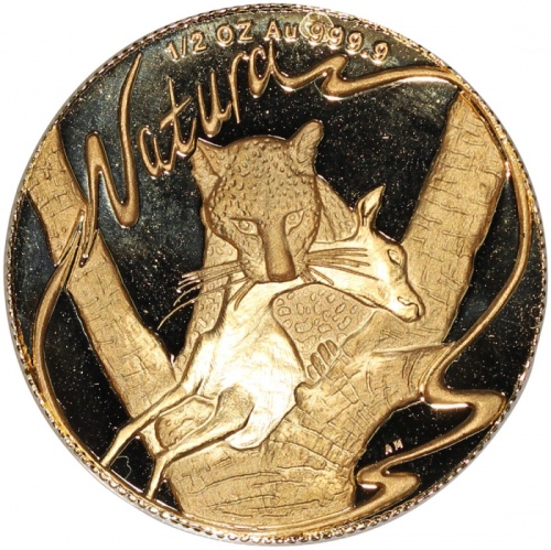  1998年南非1/2安士 24k 金章, "大自然"，UNC