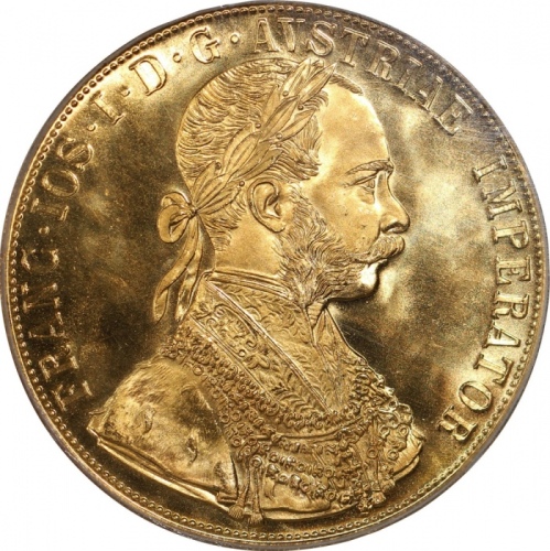  1915年奥地利4达克特金币，后铸版, 含金量0.4427安士, PCGS MS68