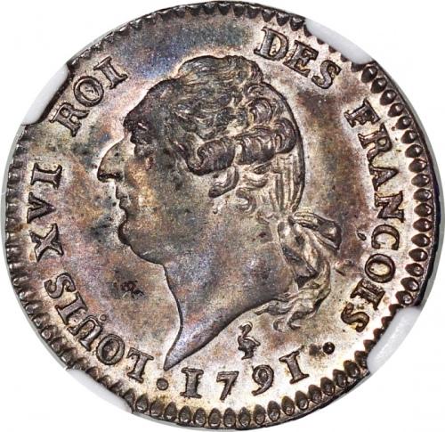  1791A年法国15索尔, NGC MS63