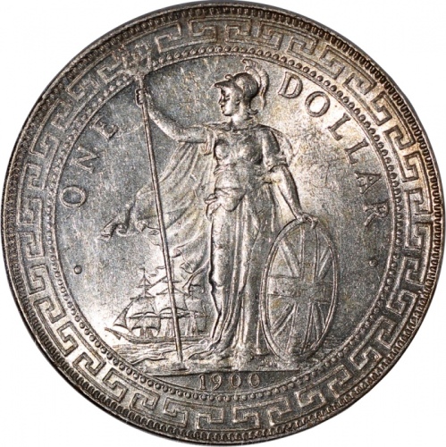  1900-B英国贸易银元，带柔和包浆和原光，NGC MS62，#1728468-002