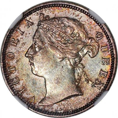  1883年香港二毫，带包浆及原光，NGC AU Details有清洗，#6376742-010