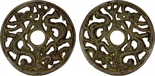  镂空双龙花钱 上美品