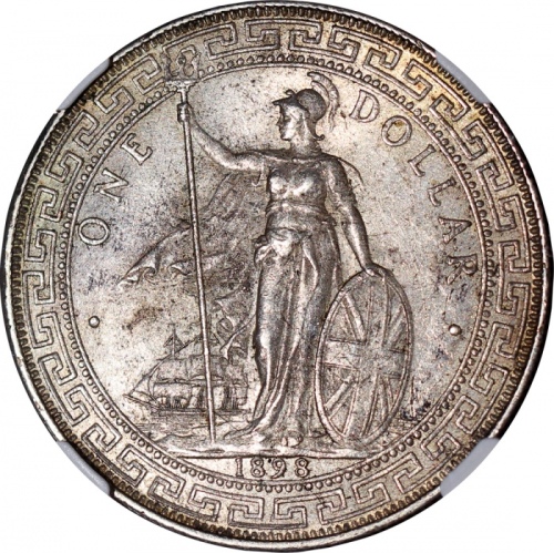  1898-B英国贸易银元，NGC MS62，#3959764-023