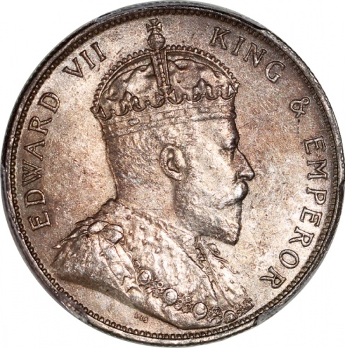  1905年香港半圆，PCGS AU58，#44789211