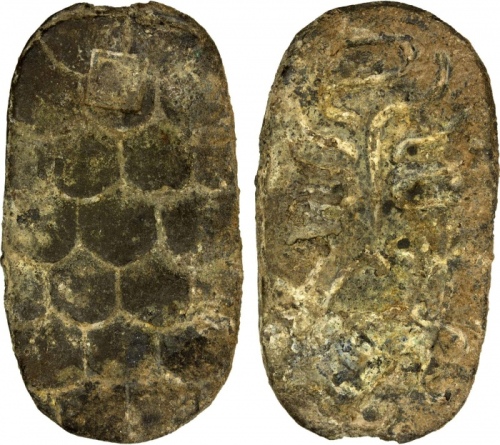  西汉白金三品龟币铅质 美品 HAN: Han Wudi, 141-87 BC, lead 300 zhu (10.98g), tortoise type, cast circa 119 BC with