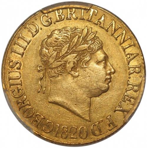  1820年英国1索维林金币，PCGS AU Detail (有清洗)