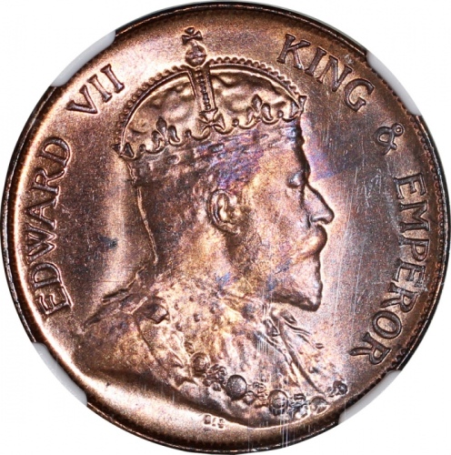  1905-H香港一仙，NGC MS 64 RB，#6137919-010