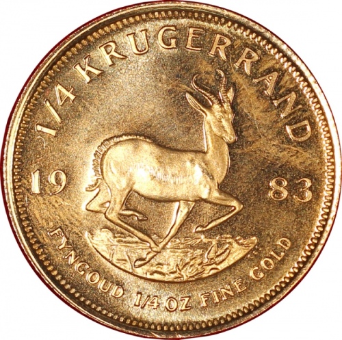  1983年南非金币两枚, 1/10枚1/4克留格尔, 1983, 纯金，附原盒，UNC