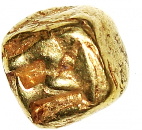  印尼夏连特拉王国1Massa金币 "Ta", ca.800-950, 2.44g，AU，十分罕见