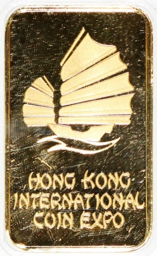  1982年香港国际钱币展览会纪念金章，999金，重5克，新加坡铸，连原盒，铸量1000枚