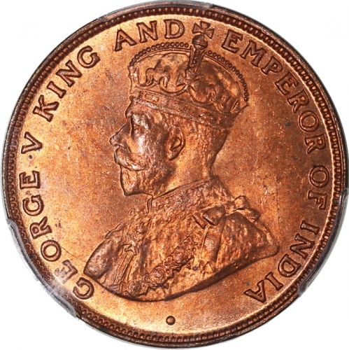  1923年香港一仙，美品，PCGS MS64RD，#20334516