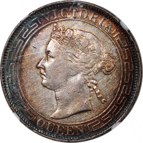  1866年香港半圆，边缘带包浆，NGC AU Details有清洗，#4928223-015