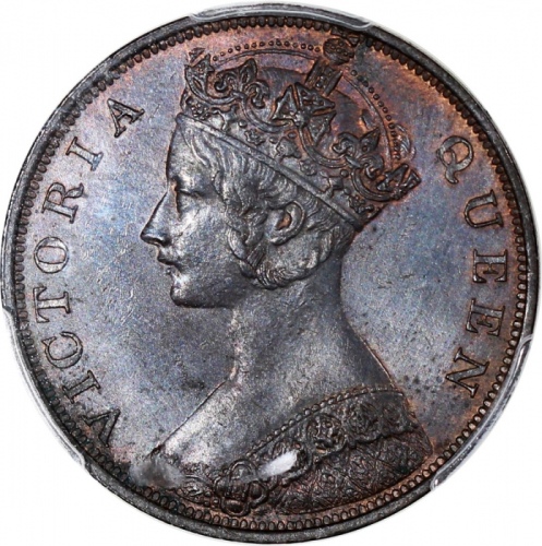  1866年香港一仙，伦敦铸，PCGS MS62RB，#45378918