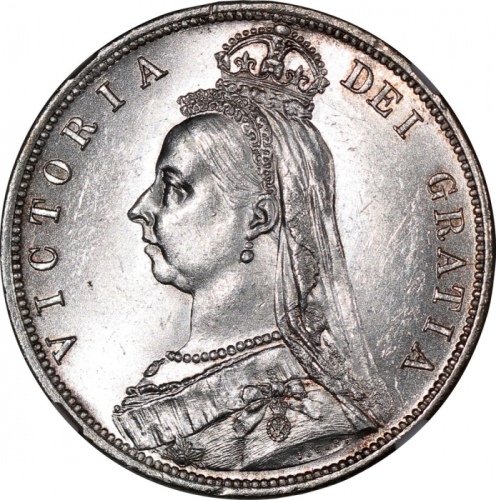  1887年英国1/2克朗银币，NGC MS63