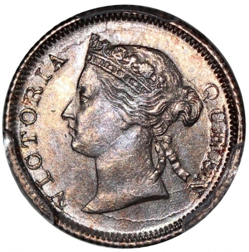 1868年香港5仙，PCGS AU58，#45378919 Hong Kong, 5 cents, 1868, PCGS AU58. #45378919