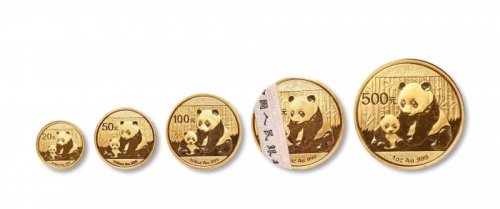  2012年熊猫纪念金币一组5枚 完未流通
