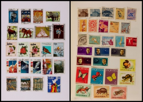  古巴、阿尔巴尼亚、匈牙利等邮票3本，约1800枚